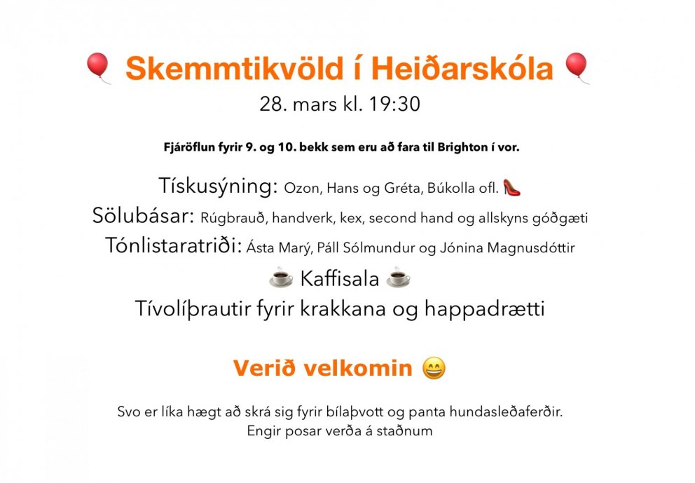 Skemmtikvöld 9. og 10. bekkjar