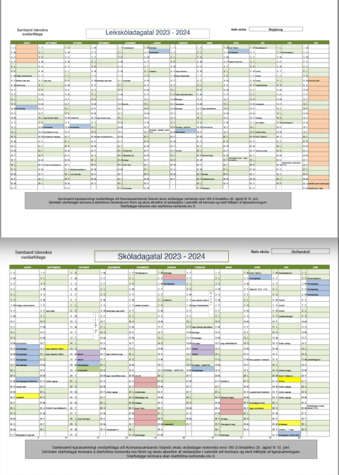 Skóladagatöl 2023-2024